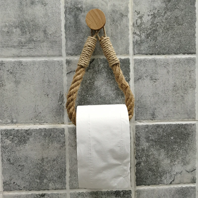 Round Hook Vintage Towel Hanging Rope Toilet Paper Holder Home Hotel Bathroom Decoration Supplies