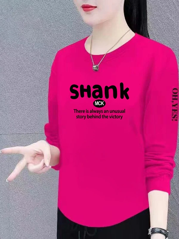 

Свободная женская футболка с длинным рукавом, теплая базовая рубашка из полиэстера с принтом, удобная посадка, модная модель для среднего и пожилого возраста