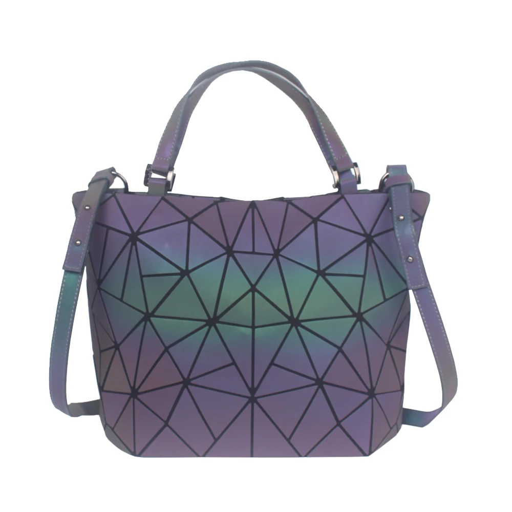 Bolsos de hombro de gran capacidad para mujer, bolso de mano con diamantes geométricos, bolso de cubo luminoso, bandolera plegable