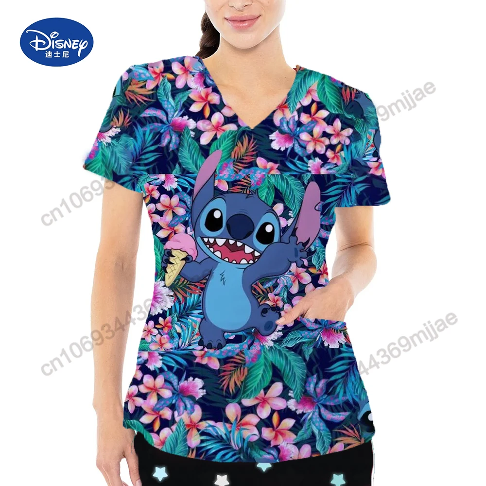 Women's Cropped V-neck Anime Tshirt Pocket Tshirts Woman Cartoon 2024s Clothes Y2k Tops for Women With Free Shipping Yk2 BLOUS image 5