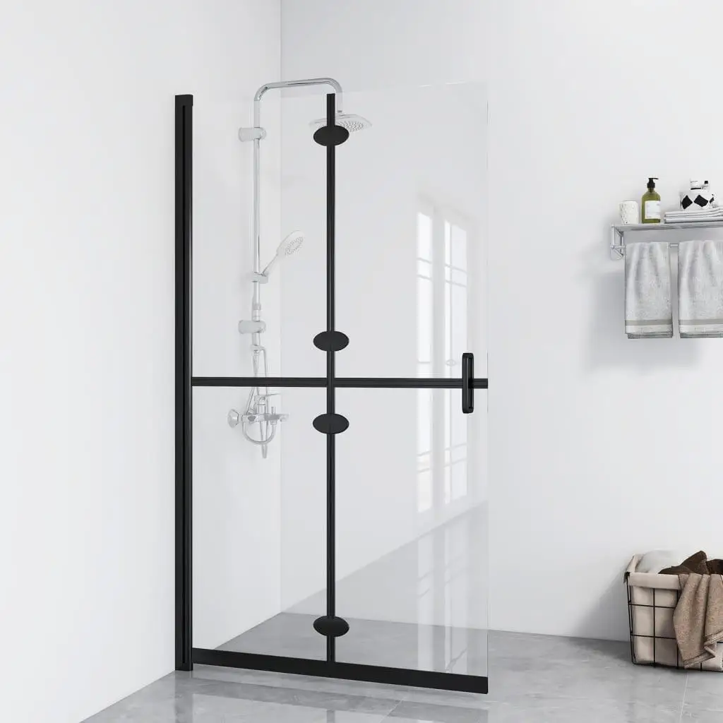 

35.4x74.8 Foldable Transparent ESG Glass Walk-in Shower Wall – Space-Saving Design