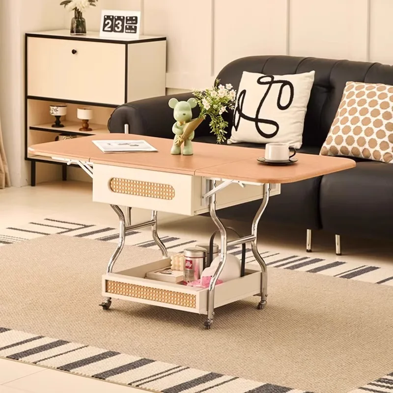 Removable folding side table, sofa side cabinet, antique coffee table with wheels, retro table, living room trolley rack