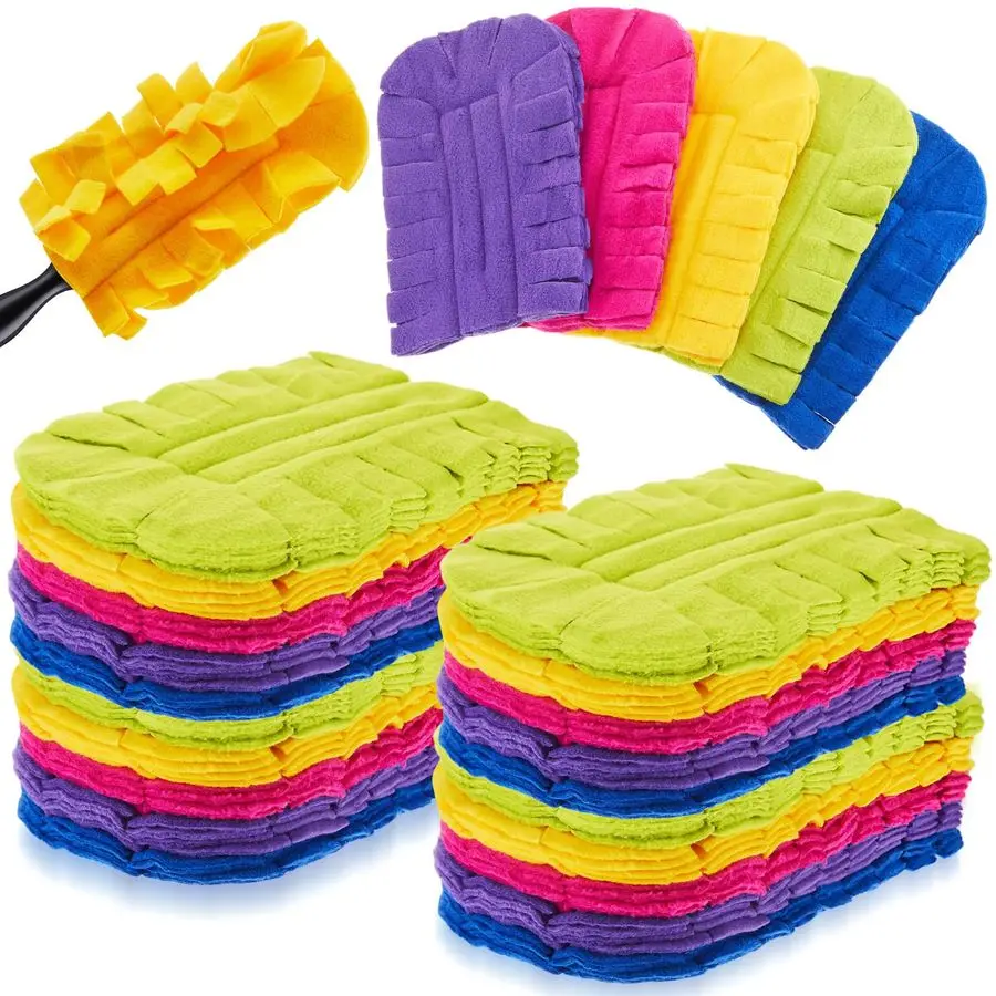 

40 Pcs Duster Refill Reusable Fleece Duster Refills Feather Flat Dusters Multi Surface Washable Cleaning Pads Tools for Home, Bl
