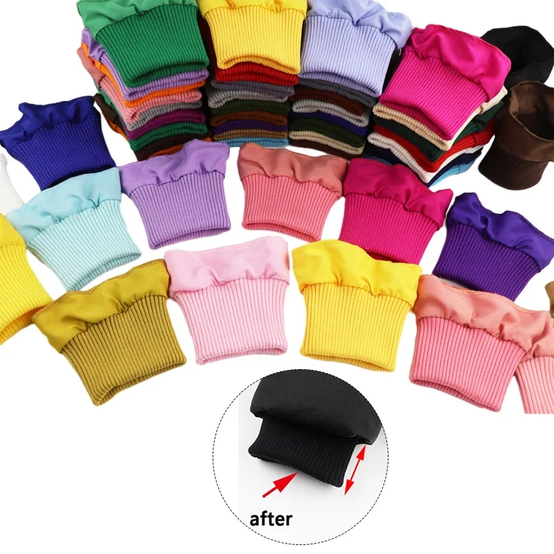 Paire de manchettes côtelées en tricot extensible de haute qualité, garniture de vêtements, veste, manteau en coton extensible, manchette épaisse, 1 paire pour adultes et enfants de 8/9Cm de large
