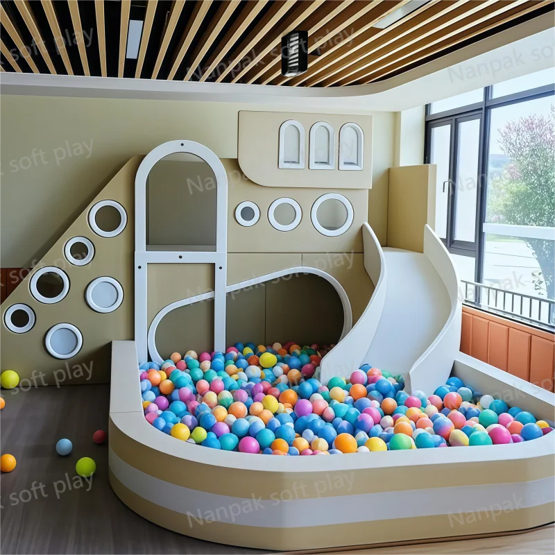Modern Soft Play Equipment for Kids Pastel Neutral Indoor Playhouse for Cafe Mall Party Events Soft Play Indoor Playgroundpromot