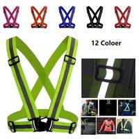 Highlight  Straps Adjustable Safety Vest Elastic Band For Adults and Children  Running Riding Clothing 12 Colors