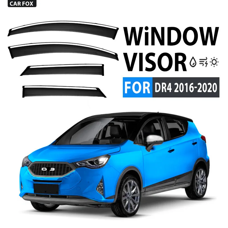 

Car Window Visor Vent Shade, Rain Sun, Wind Guard, Deflectors, Chrome Trims, Shelters, Accessories, for DR4 2016-2020