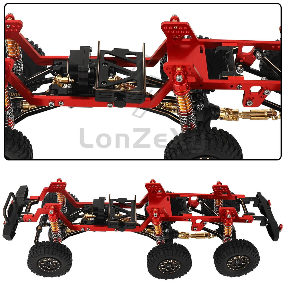 Ottone + alluminio metallo 6x6 RC telaio per auto con assali posteriori centrali anteriori cambio fai da te per TRX4M 1/18 RC Crawler parti di automobili