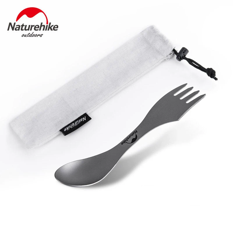 Naturehike Ultralight Outdoor Tableware Set Spoon Knife Fork Healthy Titanium Unbreakable Portable Tableware Folding Camping