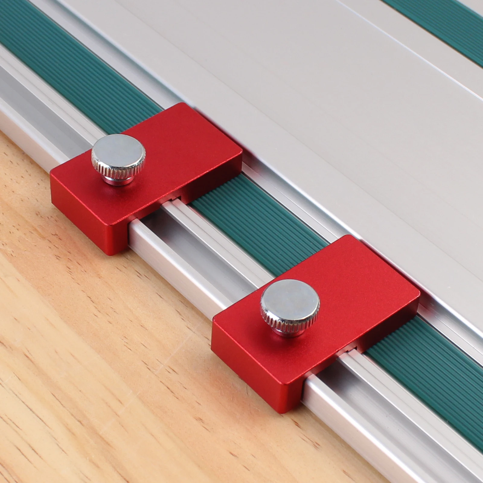 1SetWoodworking Sturdy Aluminum Alloy Guide Rail Limit Stops Woodworking Tools Compatible with Track Saw Rails