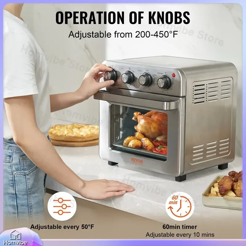 18L 1700W Air Fryer Toaster Oven Stainless Steel Countertop Combo Grill Oven for Home Kitchen Commercial Use Air