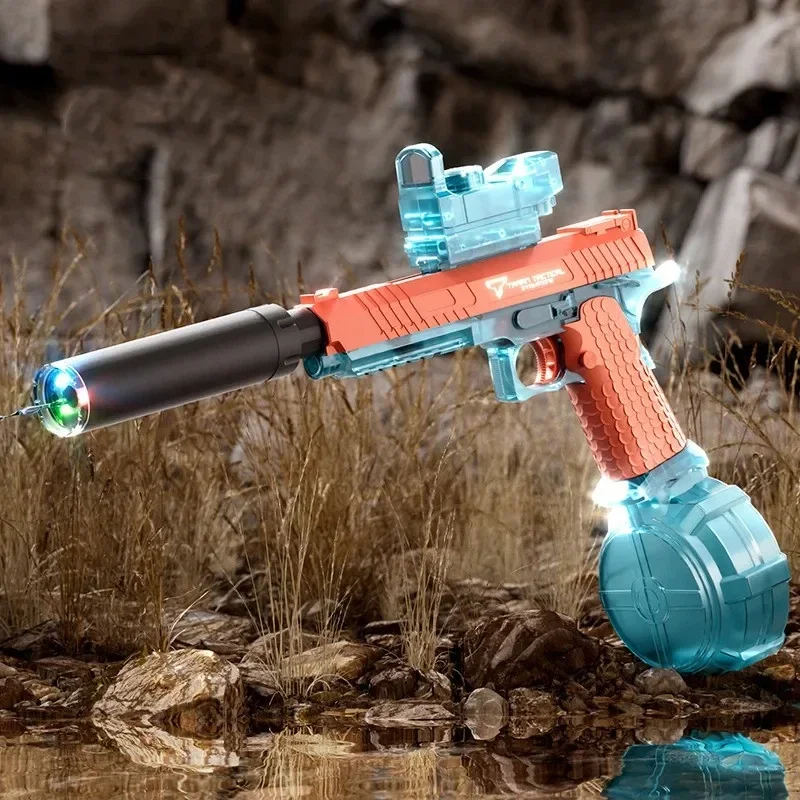 

Fully Automatic Electric Water Gun Toys, 2024 New Colorful Flashing Lights Beach Pool Shooting Battle Water Gun Adult Toy Gifts