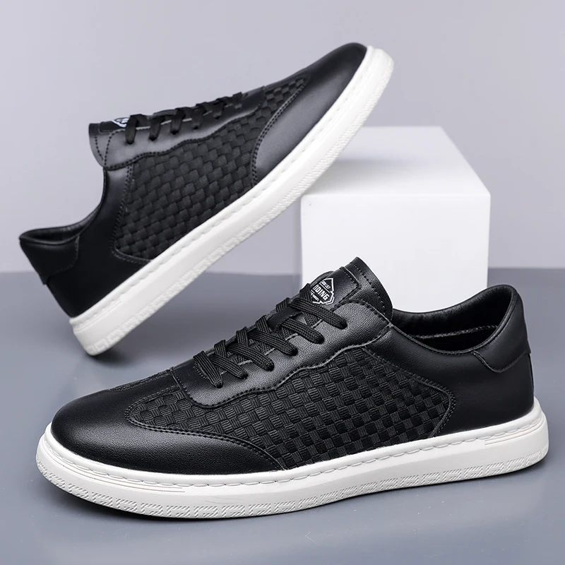 Mens Sneakers Genuine Leather Casual Outdoor Shoes Non-Slip Breathable Luxury Brand Footwear Top Quality Handmade White Shoe Men