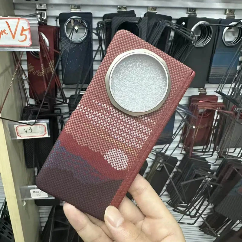 

Магнитный чехол для телефона с подвеской из настоящего арамида из углеродного волокна для Huawei Honor Magic V5, глобальный складной MagicV5 Magsafe