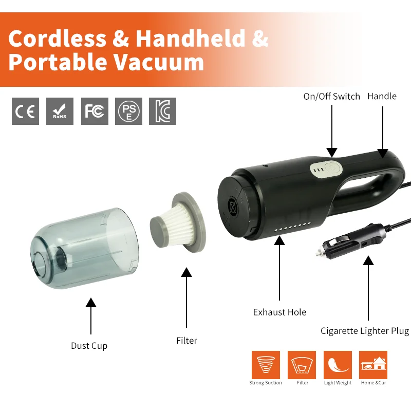 Powerful 12V Wired Car Vacuum Cleaner With Handheld Portable Large Dust Cup Durable & Long-Lasting Get A Spotless Car Now