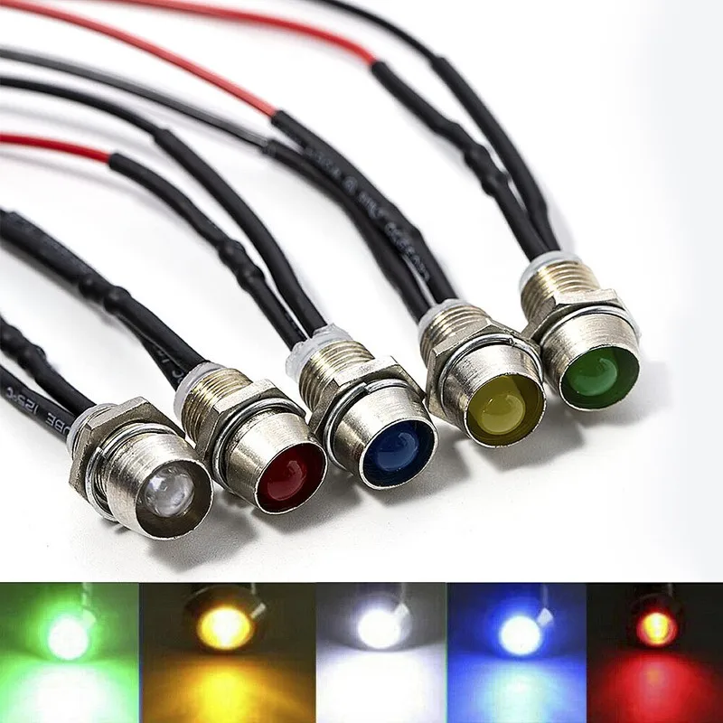 10 قطعة أضواء مؤشر LED للسيارة الطيار لوحة القيادة السوبر مشرق مصباح شاحنة قارب 8 مللي متر تيار مستمر 12 فولت القيادة شعاع لمبة الأجزاء الخارجية