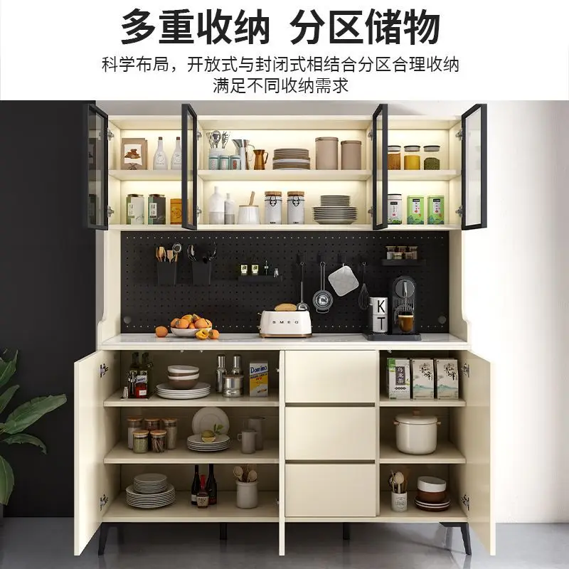 Living room solid wood dining side cabinet, modern wall integrated tea cabinet, overall kitchen side household