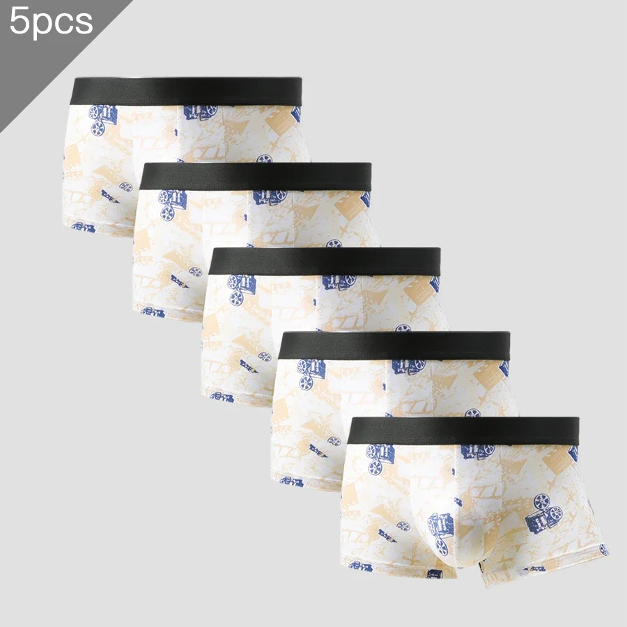 

5 шт. антарктическое мужское нижнее белье, мужские боксеры из ледяного шелка, летние тонкие молодежные ультратонкие дышащие трусы, трендовые квадратные брюки