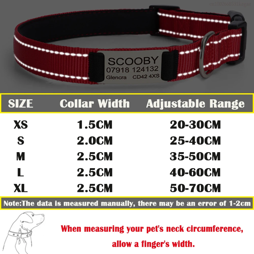 Customized Dog Collar Personalized Pet Collar Free Engraving Name ID Tag Nameplate Puppy Necklace Reflective Anti-lost Nametag