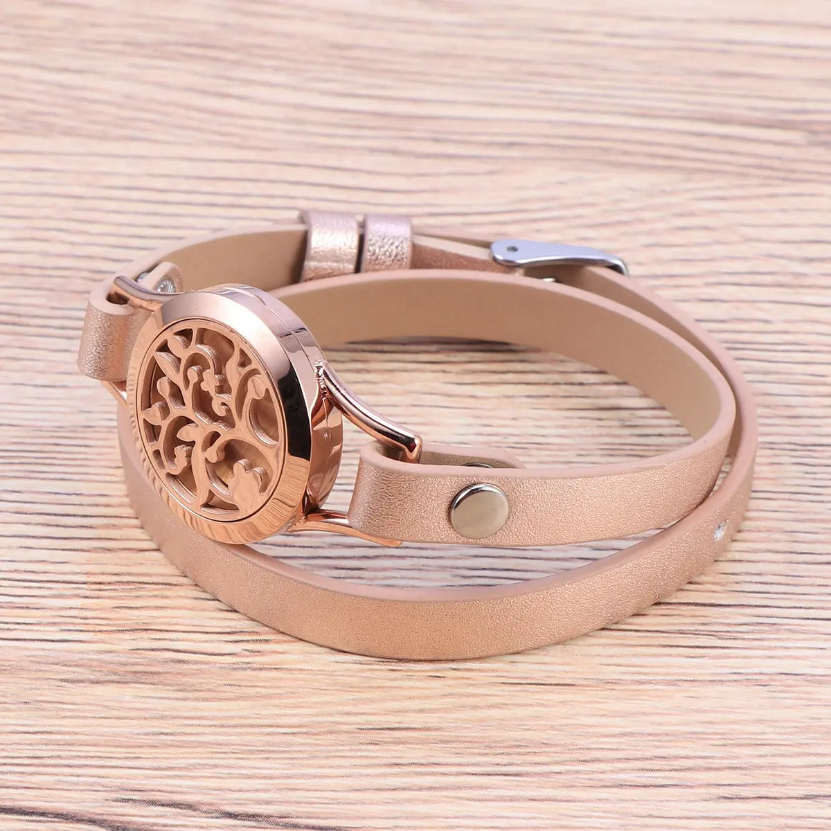 Stainless Steel Golden Aromatherapy Perfume Bracelet Diffuser Locket Bangle Chic Gift for Birthday Anniversary Graduation