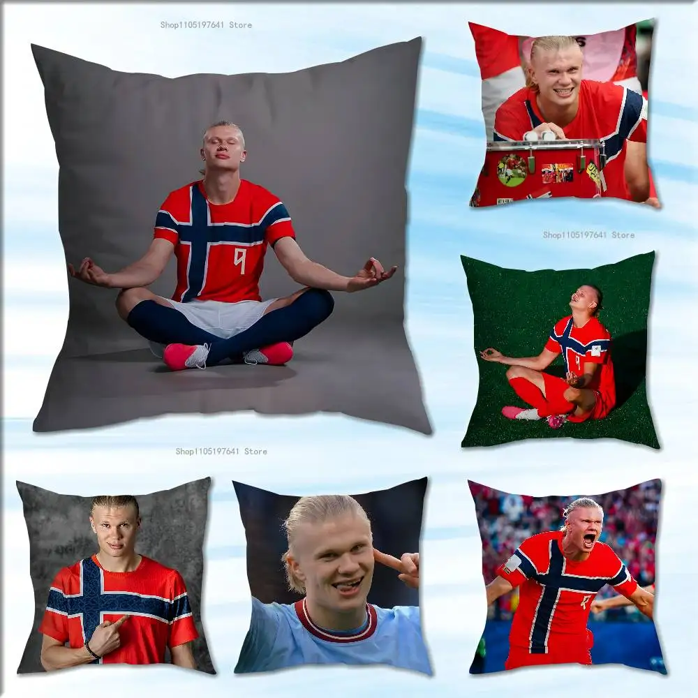 H-Haaland Football Pillow Case For Sofa Decor Car Office Room Printing Cushion Cover Decorations and Protector
