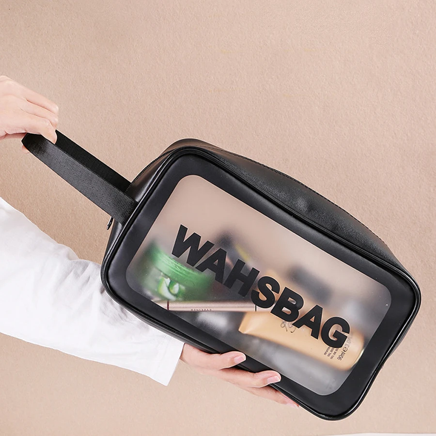حقيبة مكياج محمولة ذات سعة كبيرة، فرش مكياج، مسحوق أحمر الشفاه، تخزين مستحضرات التجميل، حقيبة أدوات الزينة، شفافة مقاومة للماء
