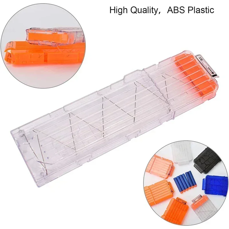 1/4PCS Soft Bullet Clips 18-Darts Quick Reload Clips Magazine Clips for Nerf Toy Dart Gun (Transparent White)