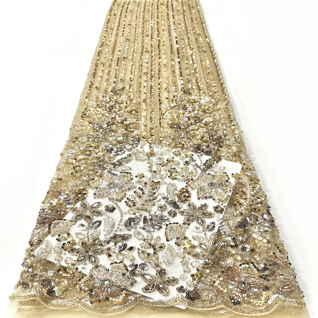 

Новая тюлевая кружевная ткань с бисером и пайетками 2026: Горячая распродажа, африканский, нигерийский, французский стиль для элитных свадебных и праздничных платьев, для шитья нарядов невесты