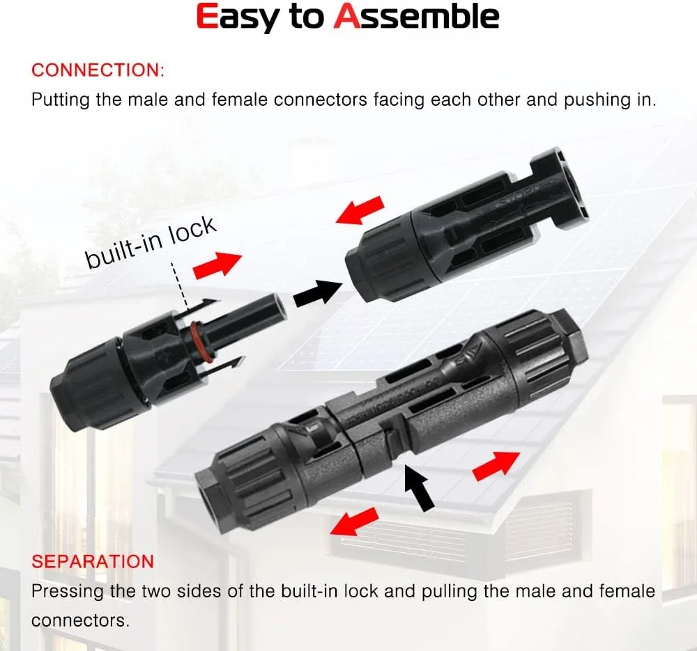 5 10 20 50 80 100 Pairs Solar PV Connector male and female 1000VDC 30A Solar Panel Branch Connectors for PV Cable 2.5/4/6mm2