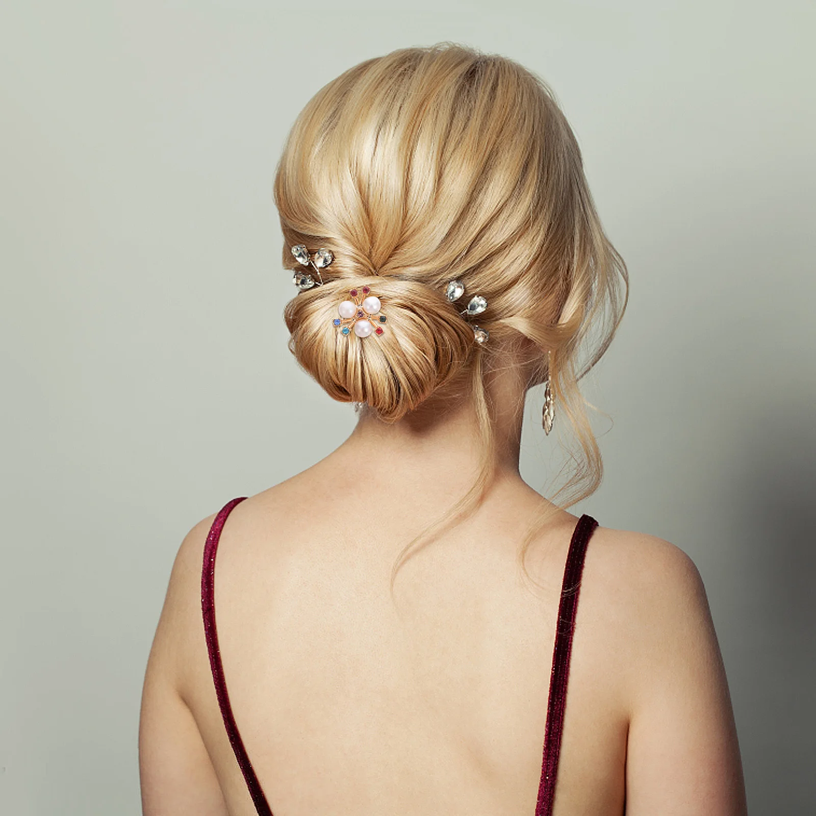 

200Pcs Pearl Rhinestone Flower Buttons Decorative Sewing Accessories for DIY Crafts Wedding Party Clothing Embellishments