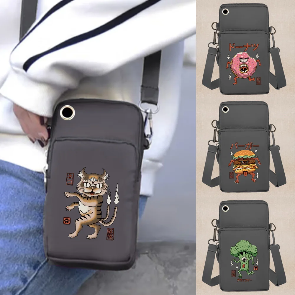 Universal Mobile Phone Bag Women Wallets Shoulder Bags Cute Monster Print Arm Pack for Apple/Huawei Cell Phone Packet Handbags
