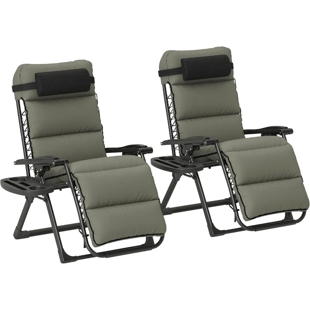 

Zero Gravity Chairs Set of 2, Reclining Folding Zero Gravity Lounge Chair, Outdoor Lounge Chairs with Removable Cushion