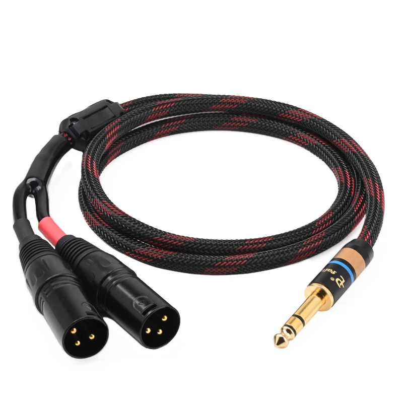 Hi-end kabel Audio 6.5mm TRS do XLR Y-Splitter do mikrofonu 6N OFC 6.5mm Stereo do 2 x lr Adapter 6.35 przewód męska wtyczka kabel