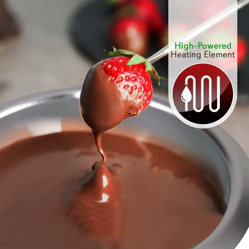 Juego de Fondue de calentamiento de fusión de Chocolate, máquina eléctrica de fusión/calentador de Choco, función de inmersión y olla extraíble, 25W