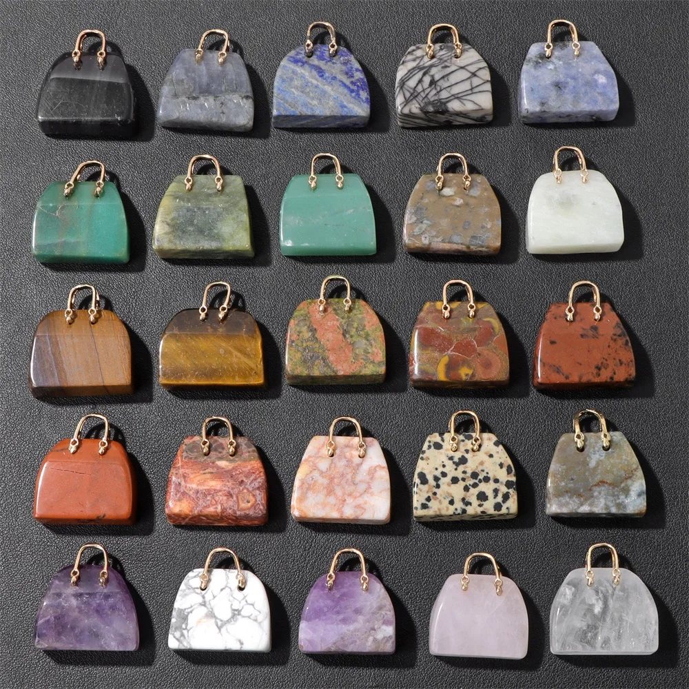 Handbag Model Statue Natural Stone Ornament Amethysts Rose Quartz Jades Handbag Carved Pendant Reiki Healing Crystals Home Decor