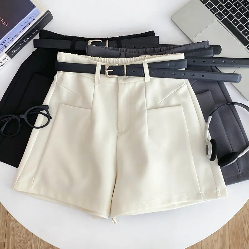 Women's Grey A-line Urban Shorts Streetwear Vintage 2000s Y2k Gyaru Shorts High Waist Hot Pants Shorts Fashion Clothes Summer