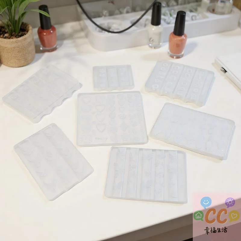 قالب أكريليك ثلاثي الأبعاد على شكل قلادة فرنسية باروكية، فن أظافر على شكل زهرة فراشة DIY، قالب مانيكير شفاف بتصميم قلب