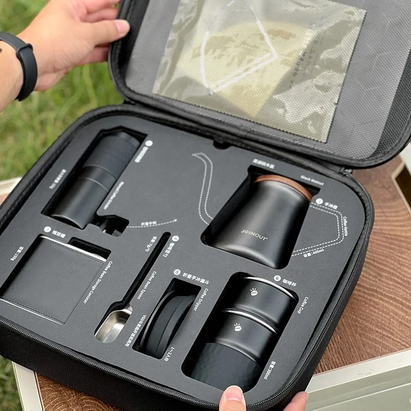 High-end Pour-over Coffee Maker Set Hand Grinder Filter Cup Black Coffee Kits With Handbag