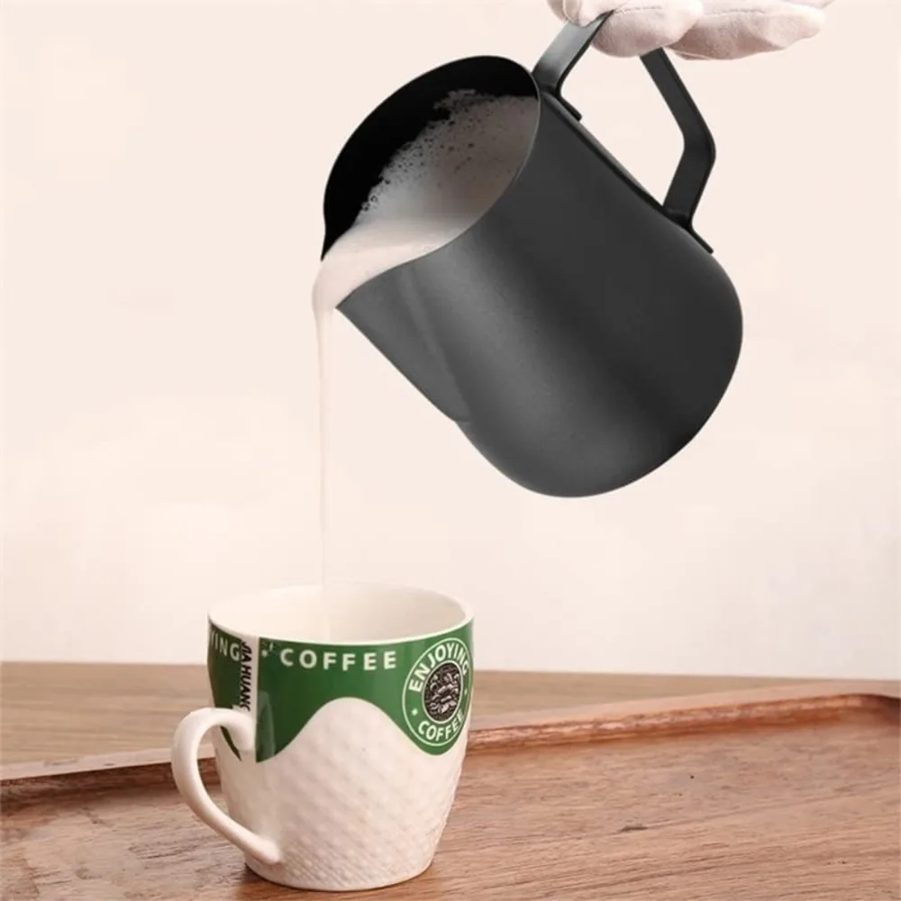 

Professional Milk Frothing Pitcher - 20 Oz (600 Ml) Stainless Steel With Non-Stick Teflon Coating Matte Finish Barista Coffee