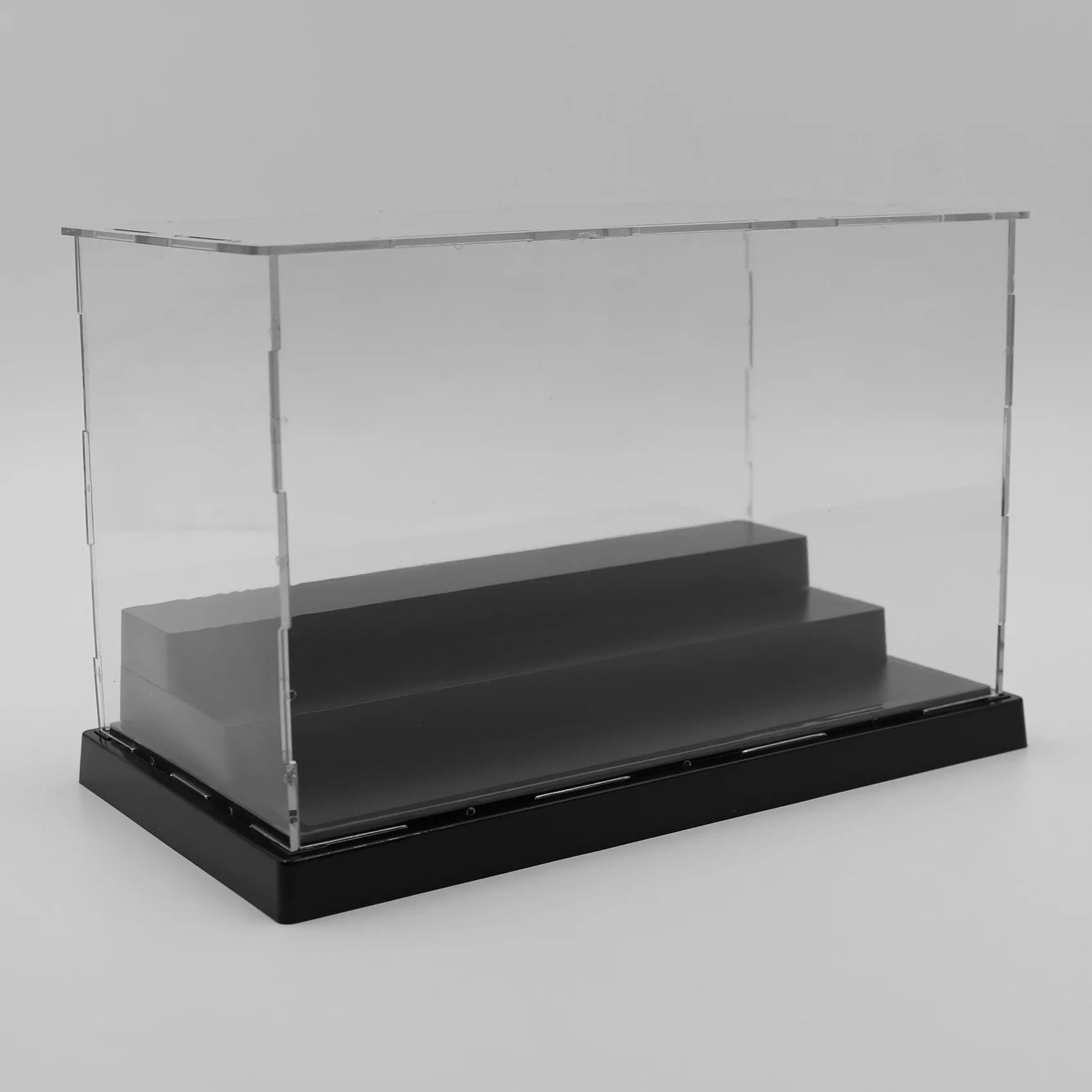 JY-Action Figuras Caja de presentación coleccionable Cubierta antipolvo de vidrio acrílico Base negra Caja a prueba de polvo 21X11x13cm