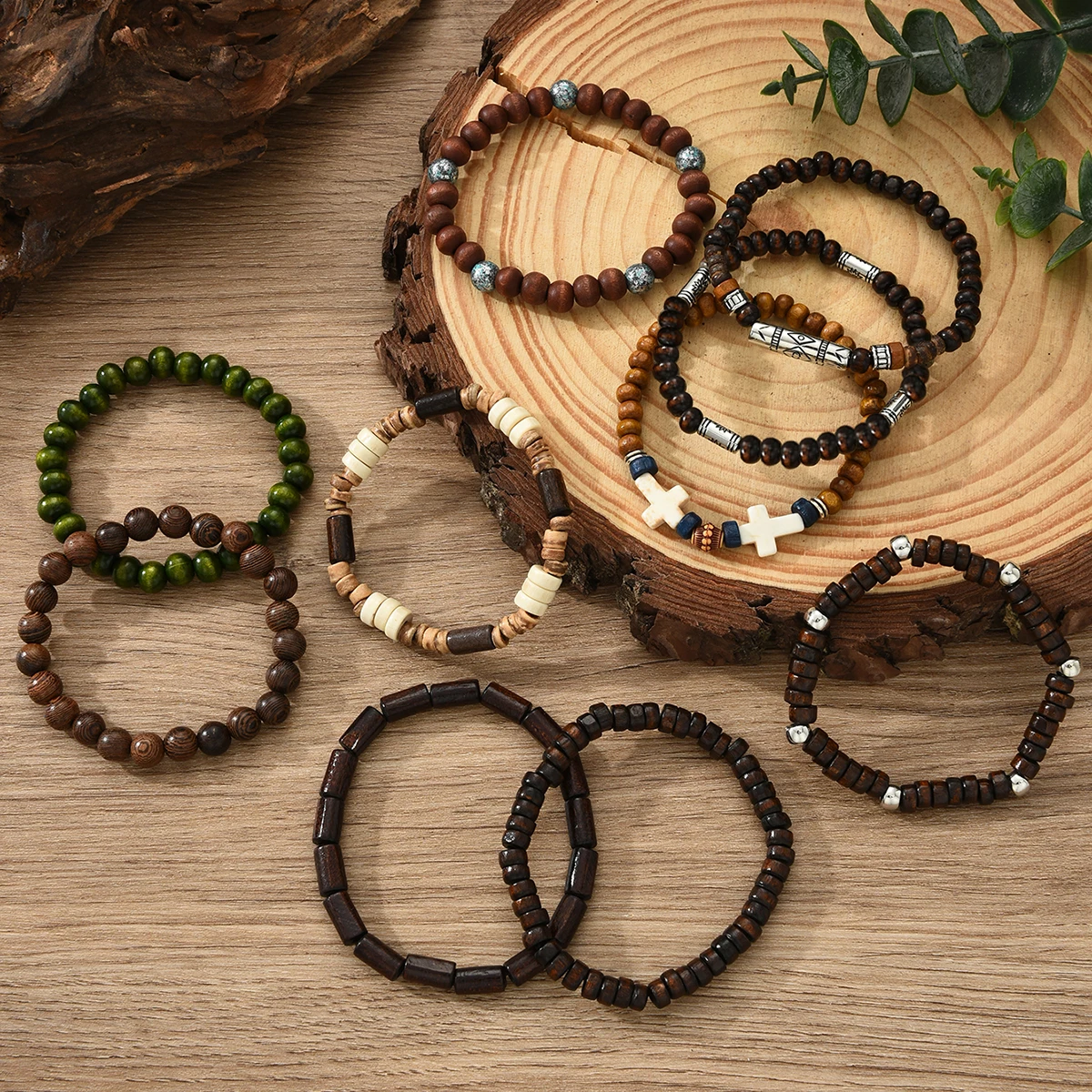 10 قطع خمر الأزياء مضفر مطرز أساور مجموعة للرجال النساء الرجعية الصليب متعدد الطبقات مطرز سلسلة مجوهرات اكسسوارات هدايا #5