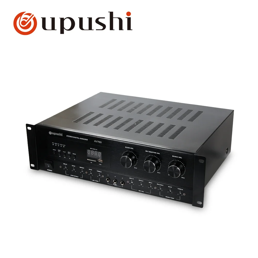 Oupushi professional karaoke amplifier 200W bluetooth microphone input for home theater and large conference room