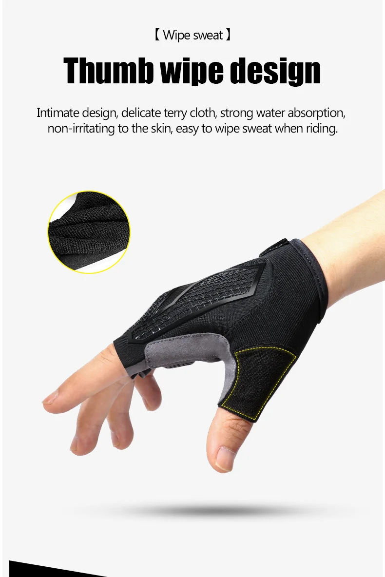 Neue Halbfinger-Fahrradhandschuhe für Herren und Damen, flüssiges Silikon, stoßdämpfend, atmungsaktiv, für Sport, Fahrrad, Fitness – Detail 6