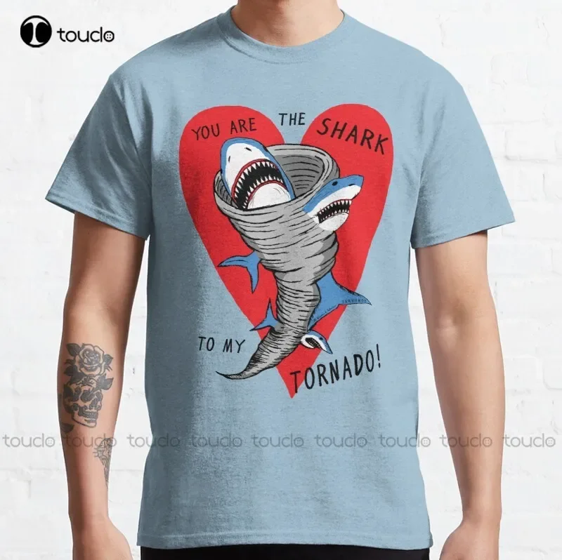 New Shark To My Tornado Classic T-Shirt Grey T Shirts For Women Cotton Tee Shirts Xs-5Xl Fashion Funny Harajuku Streetwear