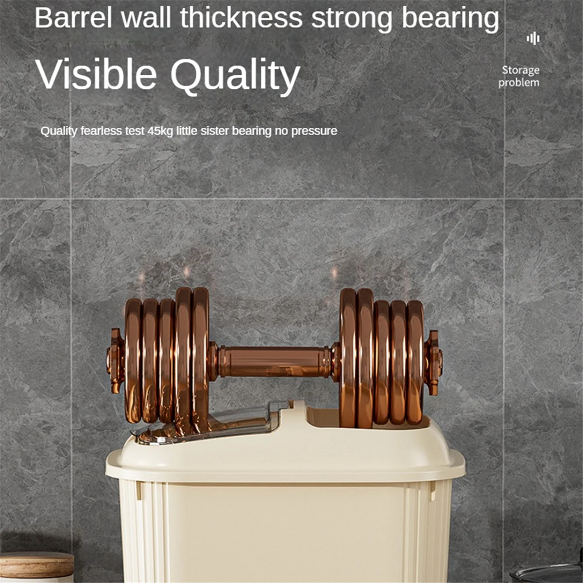 حاويات تخزين الأرز، حاويات الطعام، تخزين المواد الغذائية الجافة، موزعات أغذية الحيوانات الأليفة، للحبوب، فول الصويا (أبيض كريمي) JAS