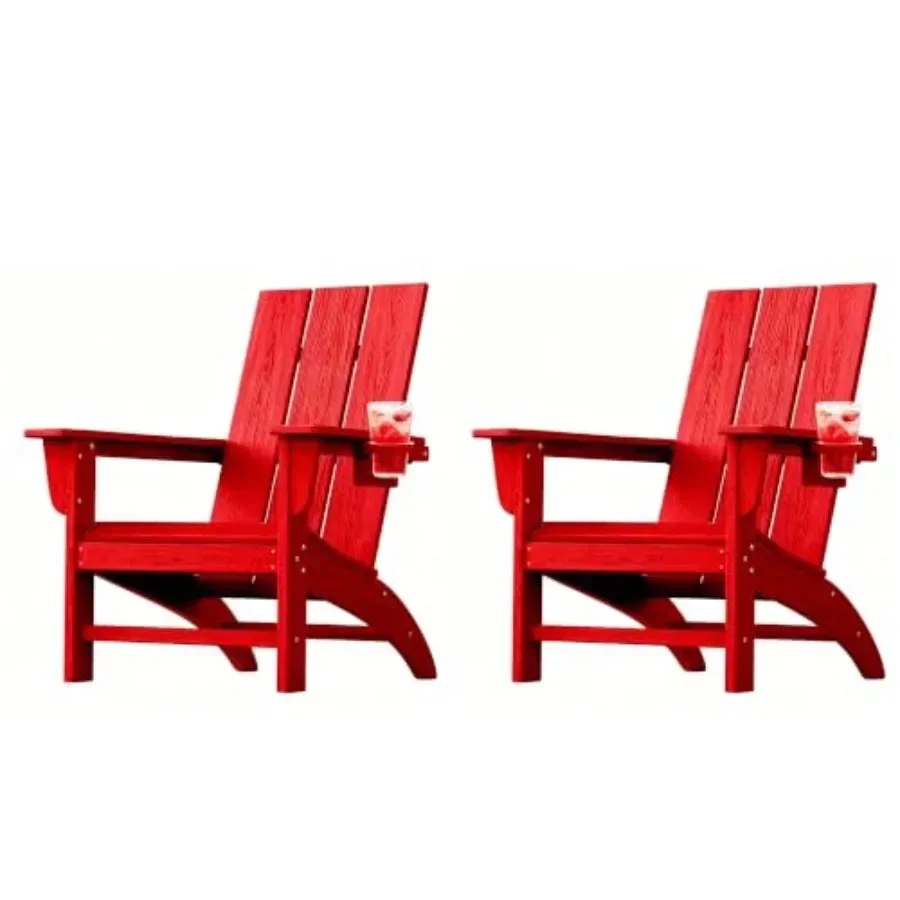 Outdoor Adirondack chairs set of 2, poly lumber, gray, all-weather resistant, pre-assembled, fire pit compatible for pool, deck