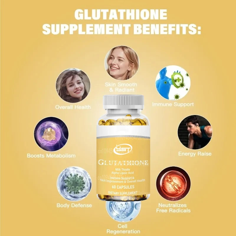 Liposomal Glutathione Supplement Containing Milk Thistle and Alpha Lipoic Acid for Immune and Skin Health Support, 60 Capsules