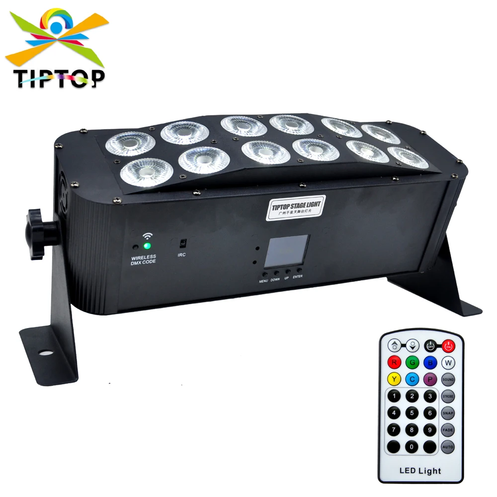 TIPTOP 12x18W RGBWA UV 6IN1 Indoor Battery Led Wall Washer Light Wireless Bar Light 2.4G Black Cover LED Display TP-BW1218Q