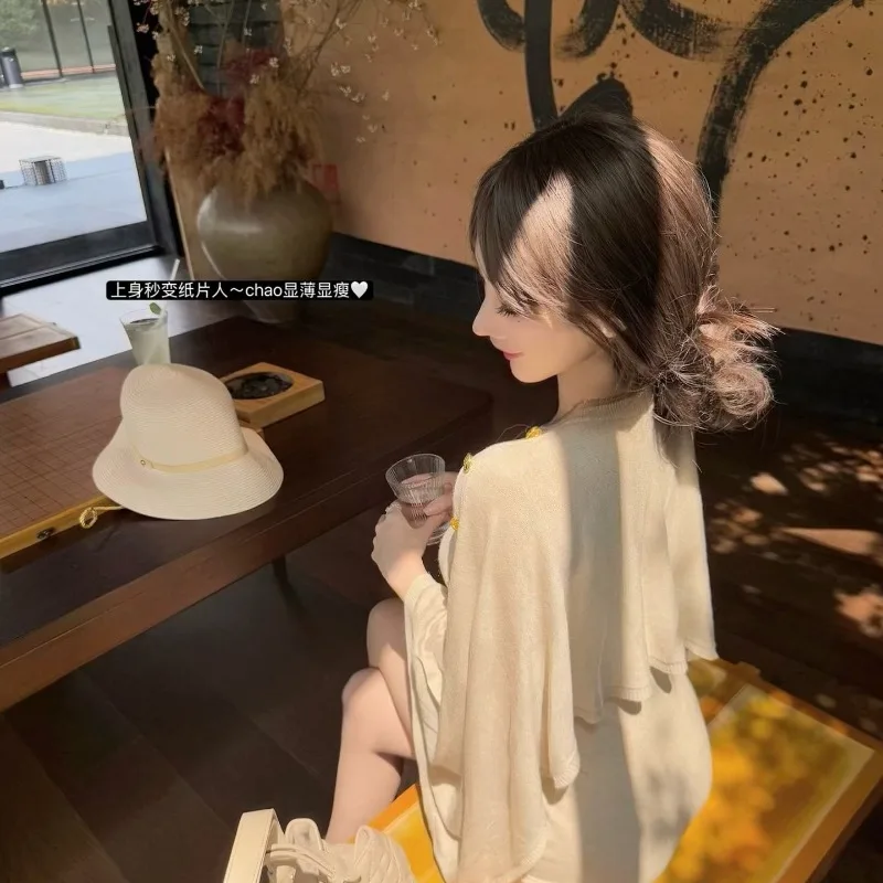 New Fashion Autumn Bodycon Dress Women Elegant Slim Design Fake Two-piece Shawl Cape Party Dresses Solid Color Vestidos Robe