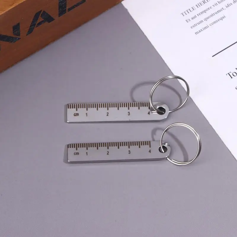Mini Edelstahl-Lineal Schlüsselanhänger | 1-5cm Tragbares Messwerkzeug Schlüsselanhänger (Diebstahlsicheres Messlineal) – Detail 12